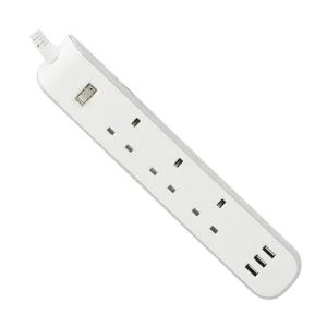 3-Way Extension Socket with 3 USB & Neon