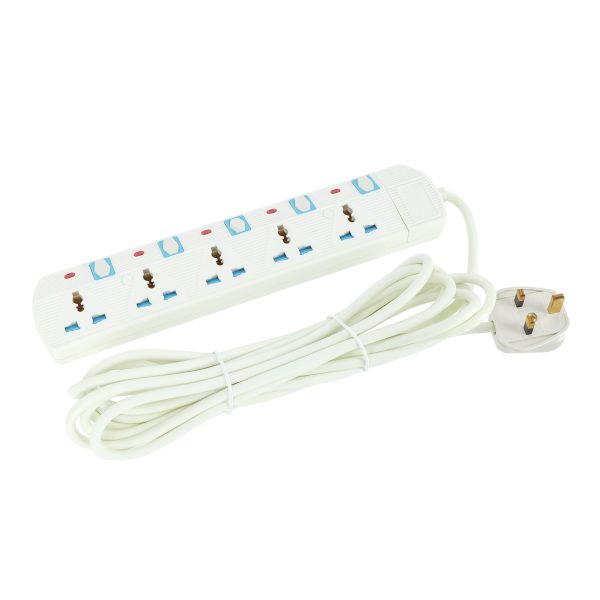 5-Way Extension Socket with Power Button â€“ 13A, 3-Meter Cable