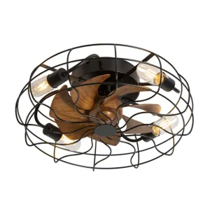 Vintage Cage Style Ceiling Light with Fan â€“ 480mm