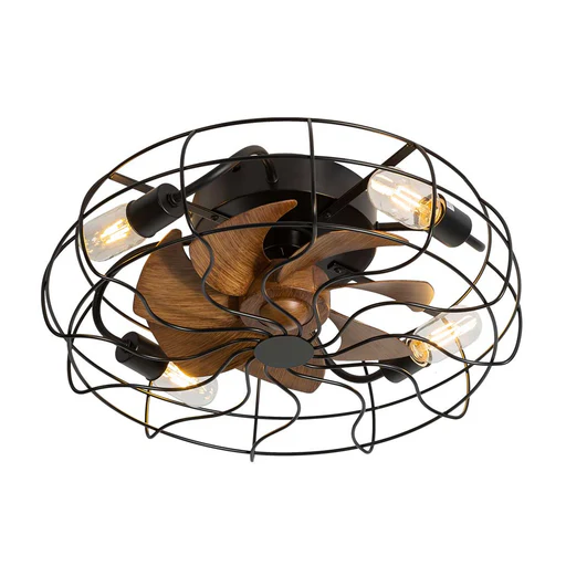 Vintage Cage Style Ceiling Light with Fan â€“ 480mm