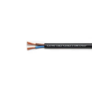 Flexible 2 Core Cable â€“ 0.75mmÂ², Black (Per Meter)