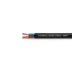 Flexible 2 Core Cable – 4mm², Black (Per Meter)