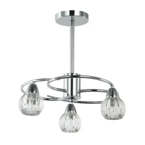 3-Light Pendant Lamp â€“ Silver/White Finish, Decorative Crystal Glass