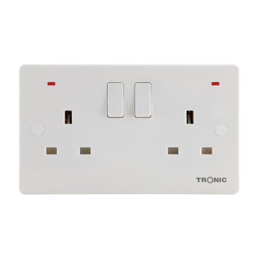 13A Double Switched Socket with Shutter â€“ White